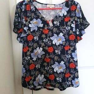 Loft blue floral top small